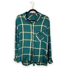 Sanctuary  half button plaid shirt